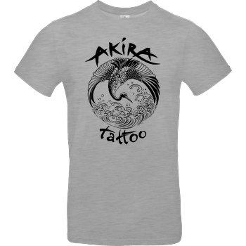 Akira Tattoo - Kranich - schwarz B&C EXACT 190 - heather grey