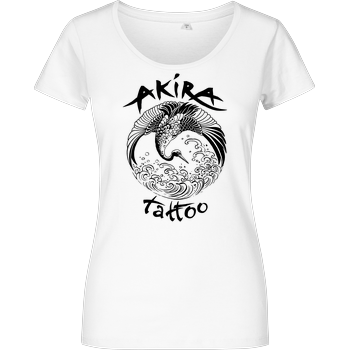 Akira Tattoo - Kranich - schwarz Damenshirt weiss