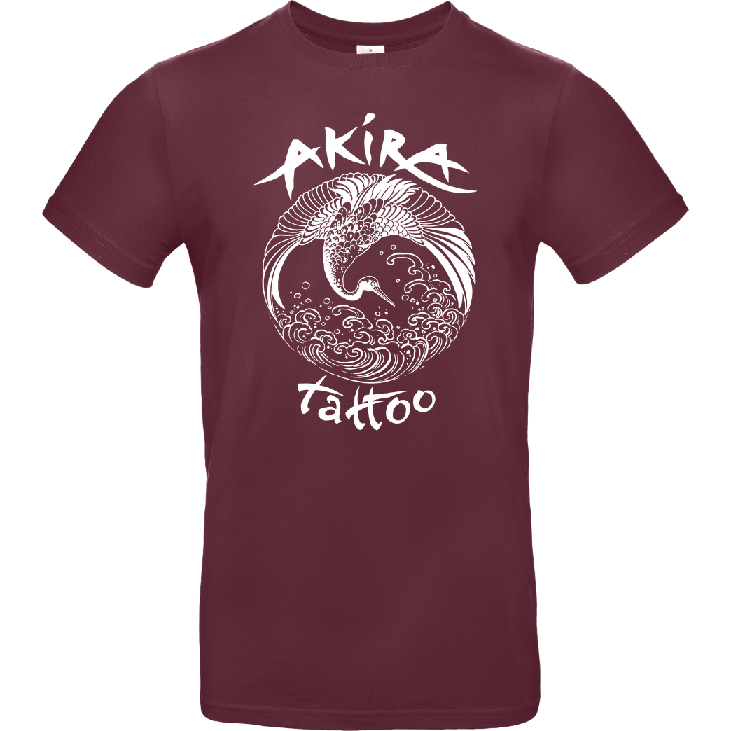 Akira Tattoo Akira Tattoo - Kranich - weiß T-Shirt B&C EXACT 190 - Bordeaux
