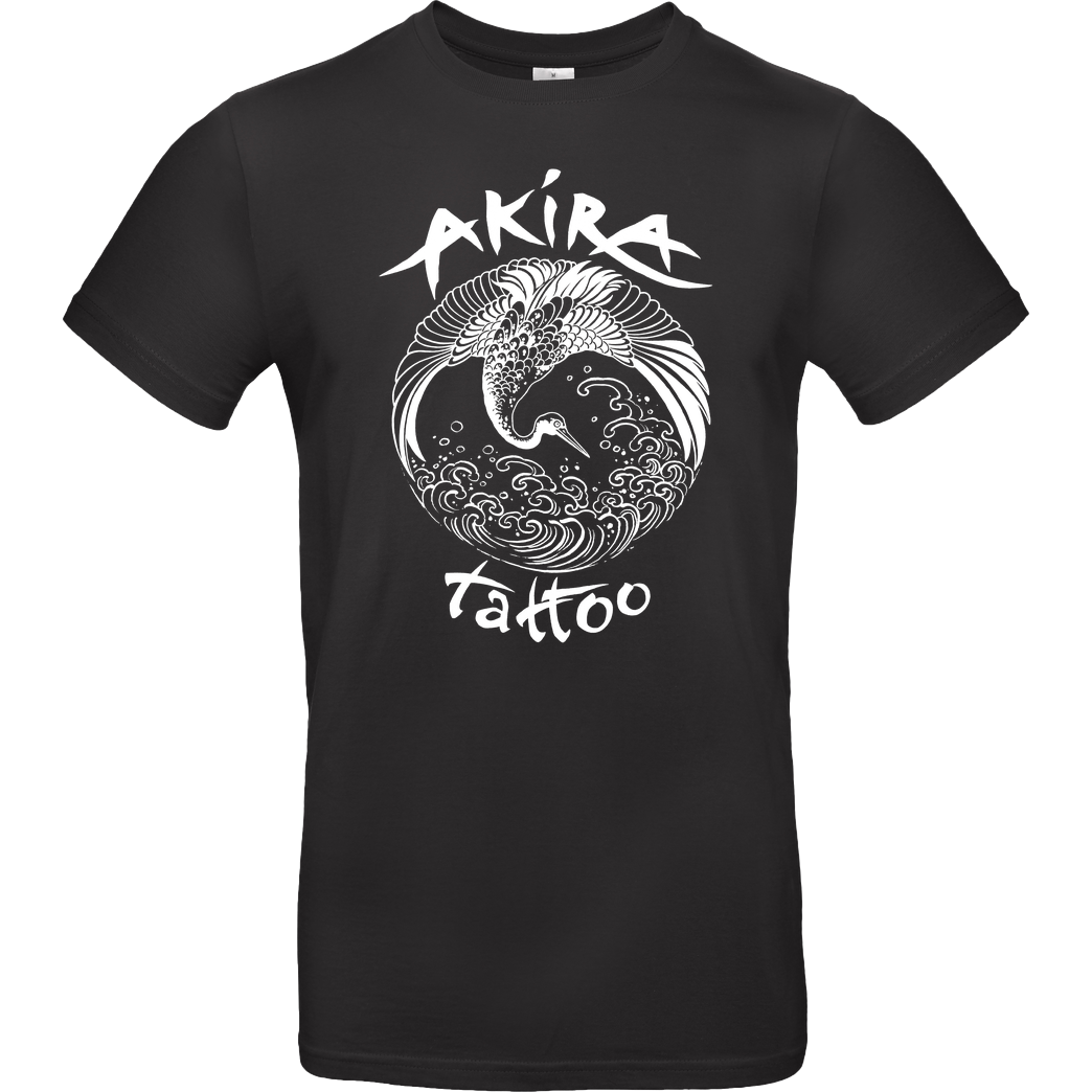Akira Tattoo Akira Tattoo - Kranich - weiß T-Shirt B&C EXACT 190 - Schwarz