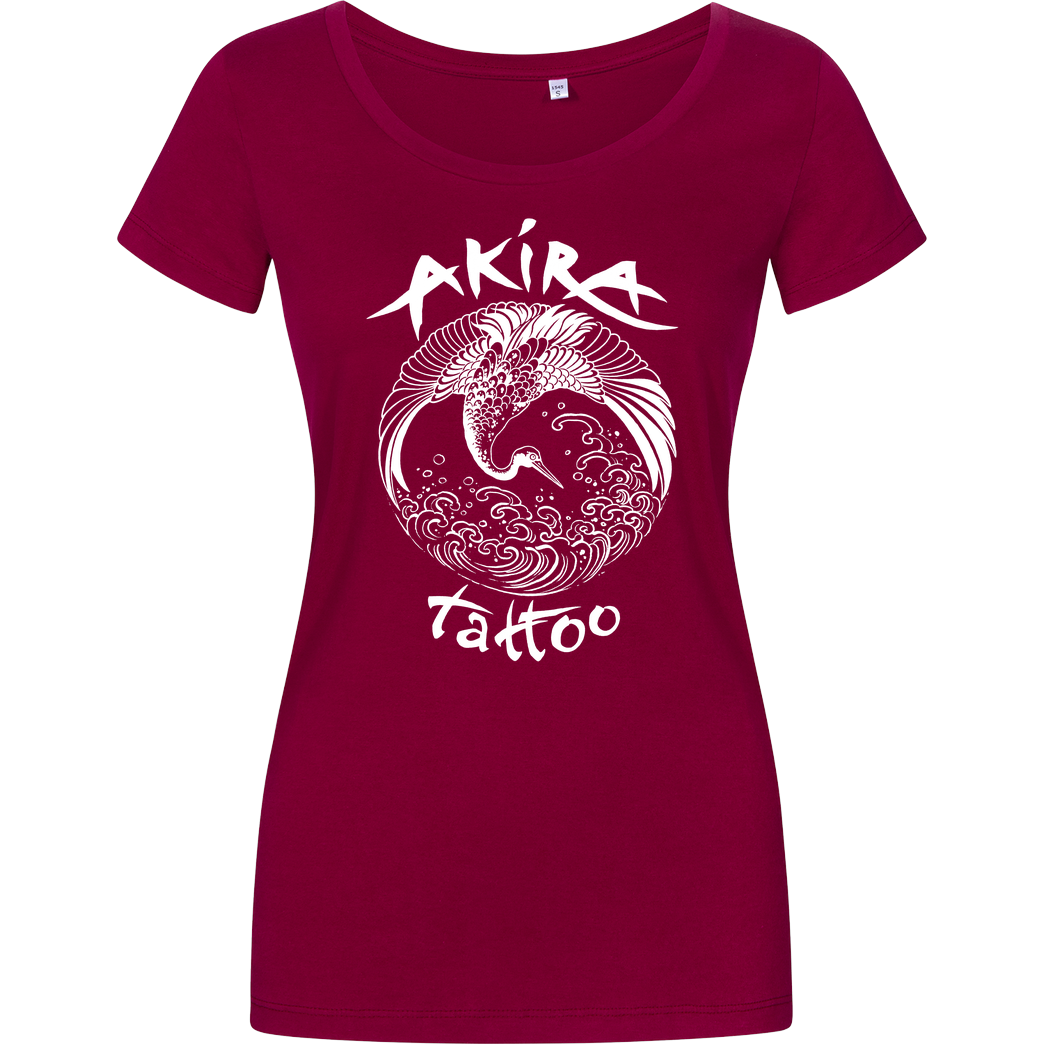 Akira Tattoo Akira Tattoo - Kranich - weiß T-Shirt Damenshirt berry
